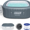 4 to 6 Person Inflatable Hot Tub Square Portable Outdoor Spa with 114 Soothing AirJets and Insulated Cover.