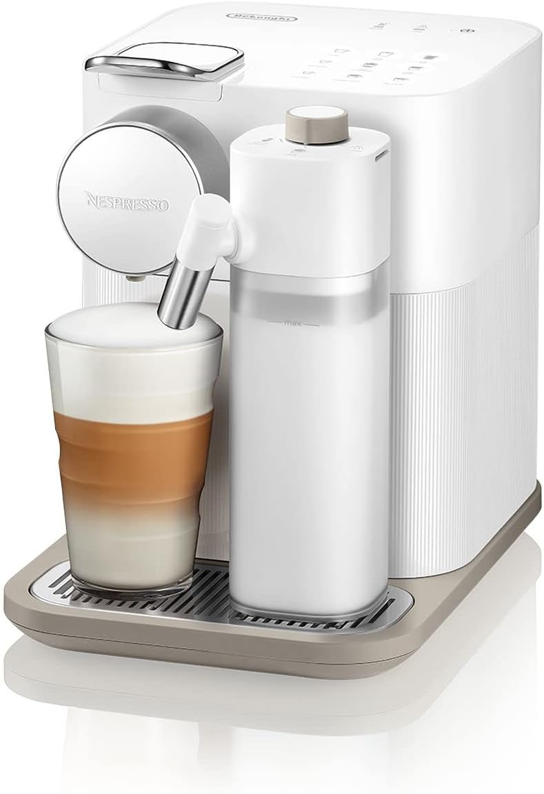 Ekspres kapsułkowy Nespresso De'Longhi EN640.W Gran Lattissima z automatycznym systemem dozowania mleka, ciśnienie 19 barów, 1400 W, biały