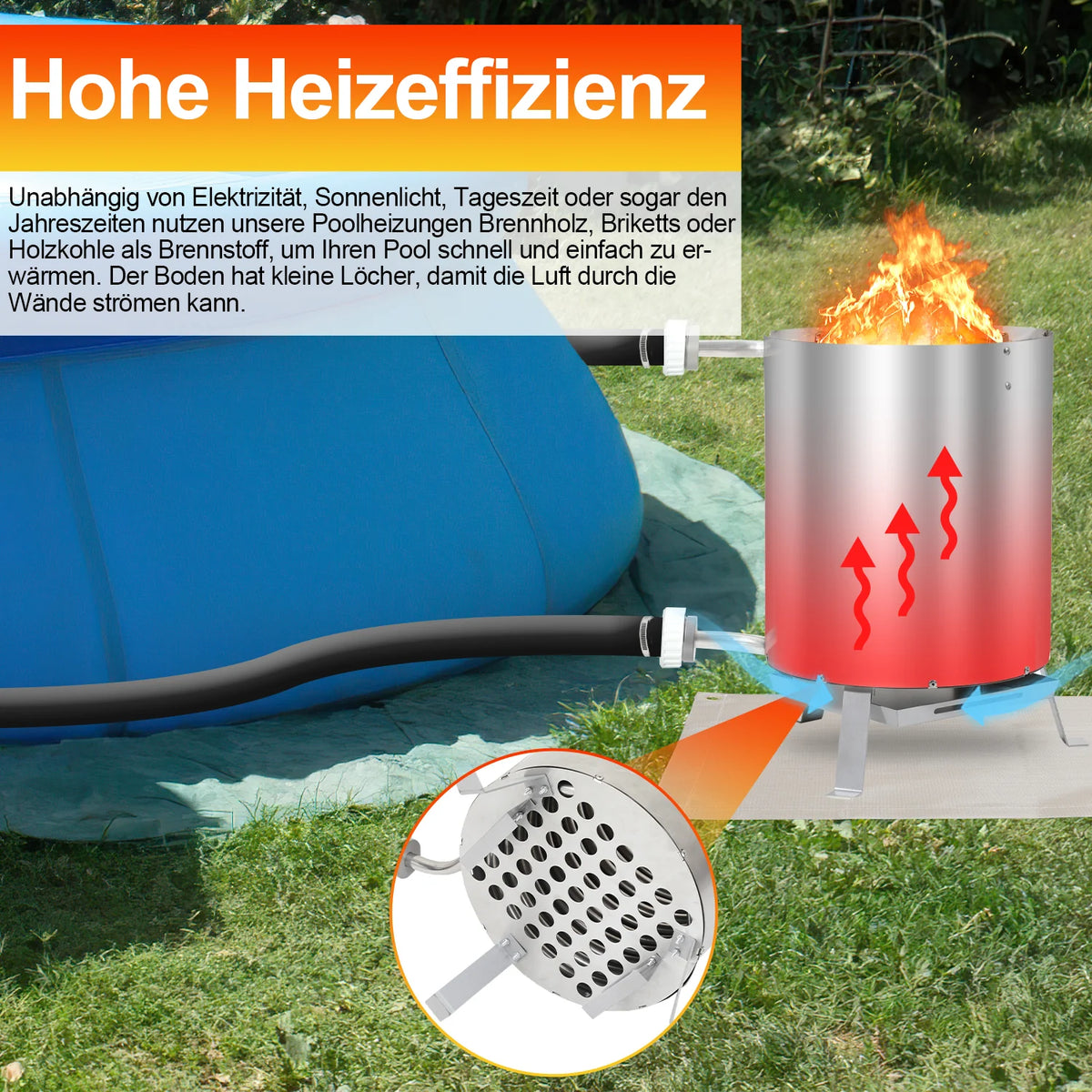 Podgrzewacz basenowy Sonnewelt z wężownicą grzewczą ze stali nierdzewnej