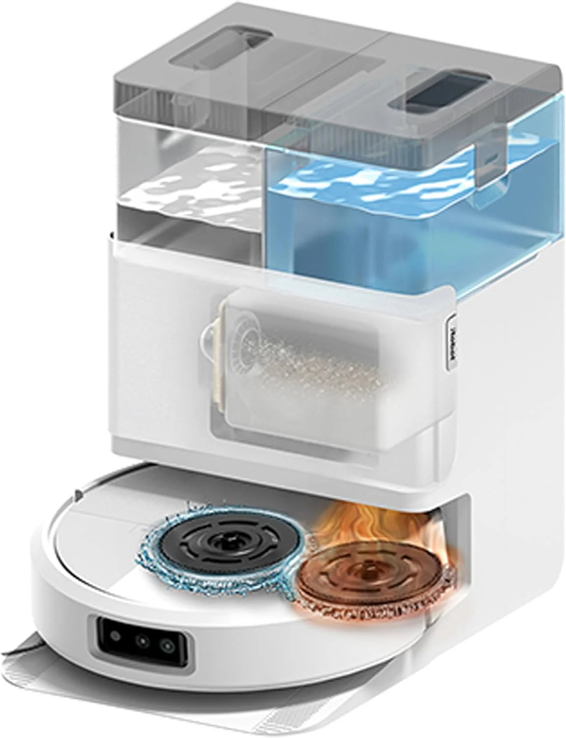 iRobot Roomba Plus 505 Combo z wielofunkcyjną i samoczyszczącą bazą AutoWash, mopami DualClean z technologią PerfectEdge, PrecisionVision IA, Clearview Pro LiDAR, mopami suszącymi na gorące powietrze, 75 dni samoczynnego opróżniania_N