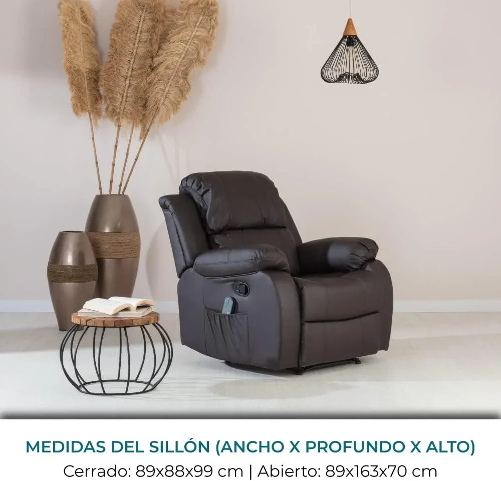 Don Descanso – Trevi Black relaxmassagestoel met verwarming, 160° kantelstand, 8 stille motoren, lendensteunverwarming, 4-zone massagesysteem en scheurbestendige polyurethaan lederen afwerking [zaag inbegrepen]