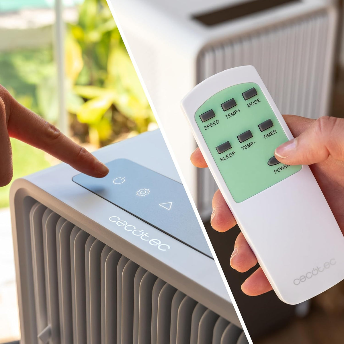 Cecotec ForceClima 9450 Style Heating, przenośna klimatyzacja z pilotem i pompą ciepła, 9000 BTU, ekran dotykowy, wyświetlacz LED, 5 trybów, 2 prędkości, osuszacz powietrza, timer, 16 m², kolor biały