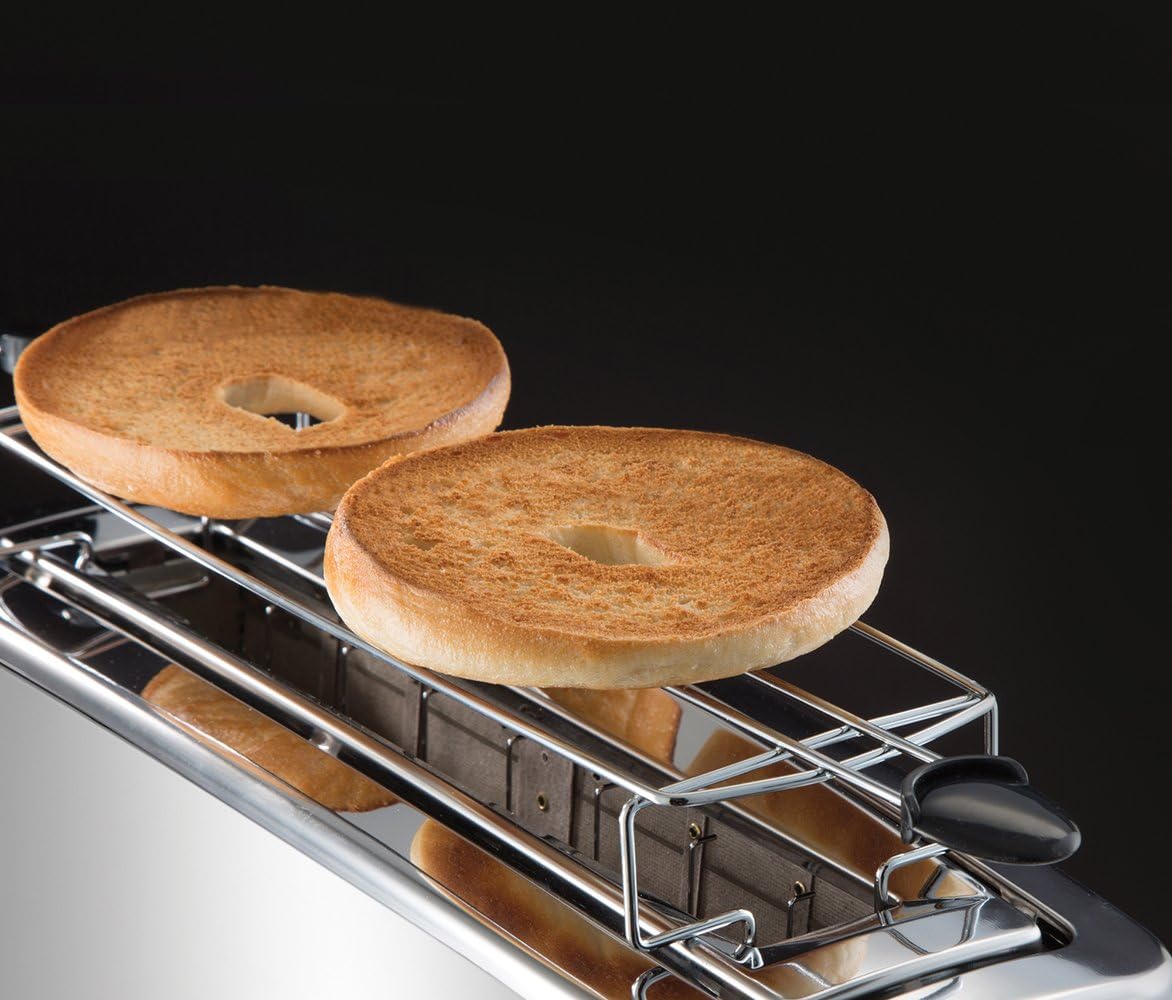 Toster Russell Hobbs Luna [na 2 kromki] Stal nierdzewna, miedź (bardzo szerokie otwory do opiekania, w tym podgrzewacz bułek, 6 poziomów opiekania, funkcja rozmrażania i podgrzewania, 1550 W) 24290-56