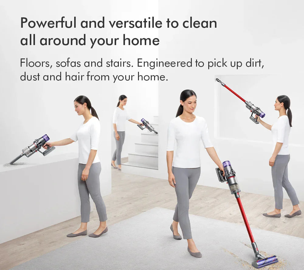 Odkurzacz pionowy bezprzewodowy Dyson V11 Extra z 2026 r. – do 60 minut pracy – wykończenie w kolorze niklu i czerwieni