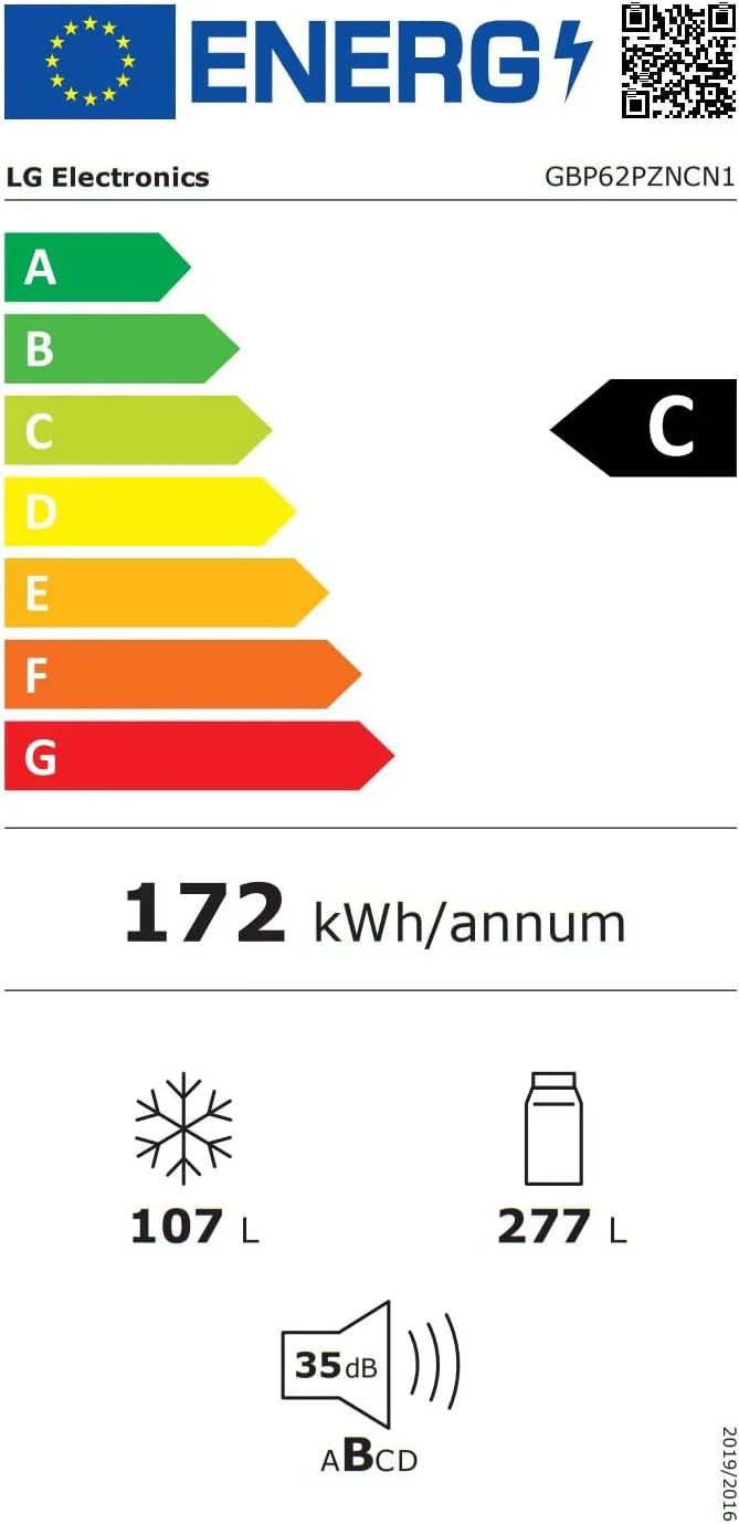 Lodówka/zamrażarka LG GBV22NCCEP – inteligentny kompresor inwerterowy, system Total No Frost, nowoczesna konstrukcja płaskich drzwi, matowy czarny metalik, klasa energetyczna A