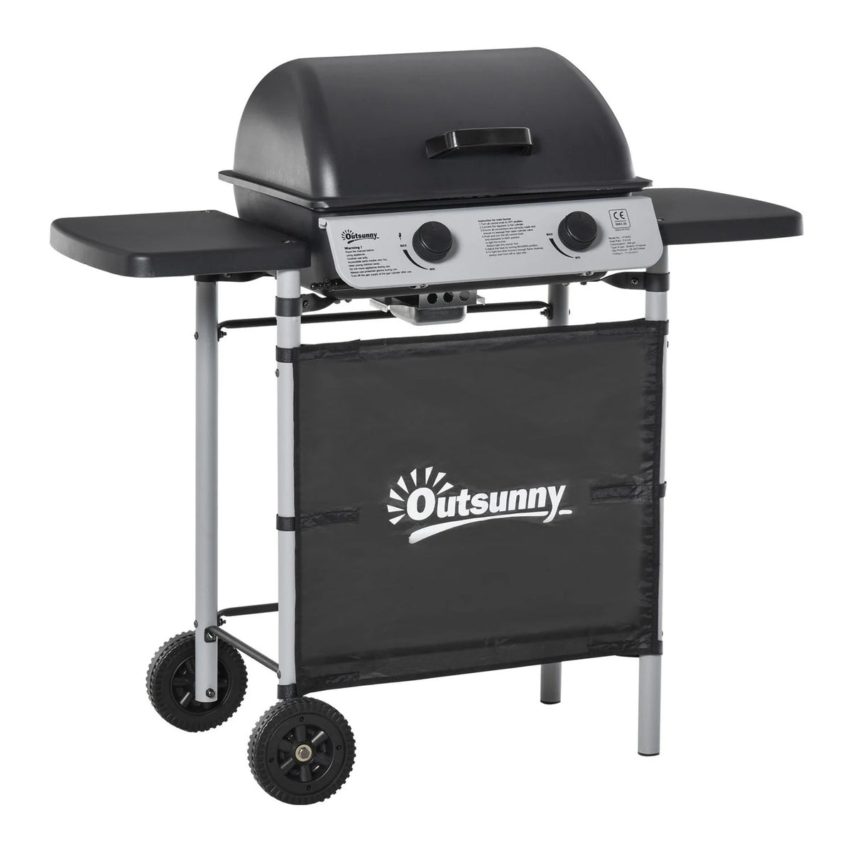 Grill gazowy Outsunny Steel, 104x49x99 cm, czarny