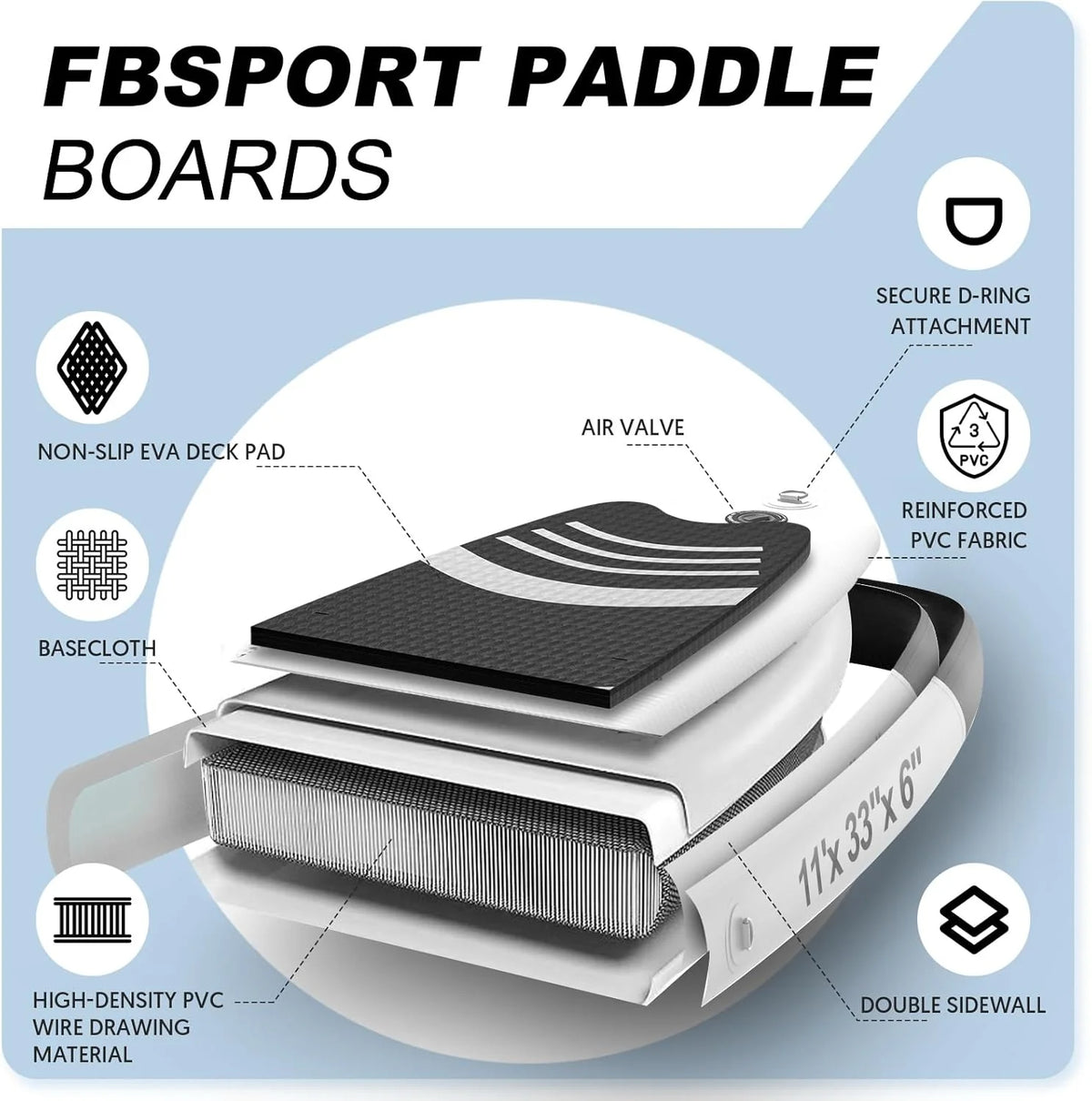 Hoogwaardig stand-up paddleboard, yogaboard met duurzame SUP-accessoires en draagtas | Brede beenpositie, golfcontrole, antislip dek, leash, peddel en pomp voor tieners en volwassenen