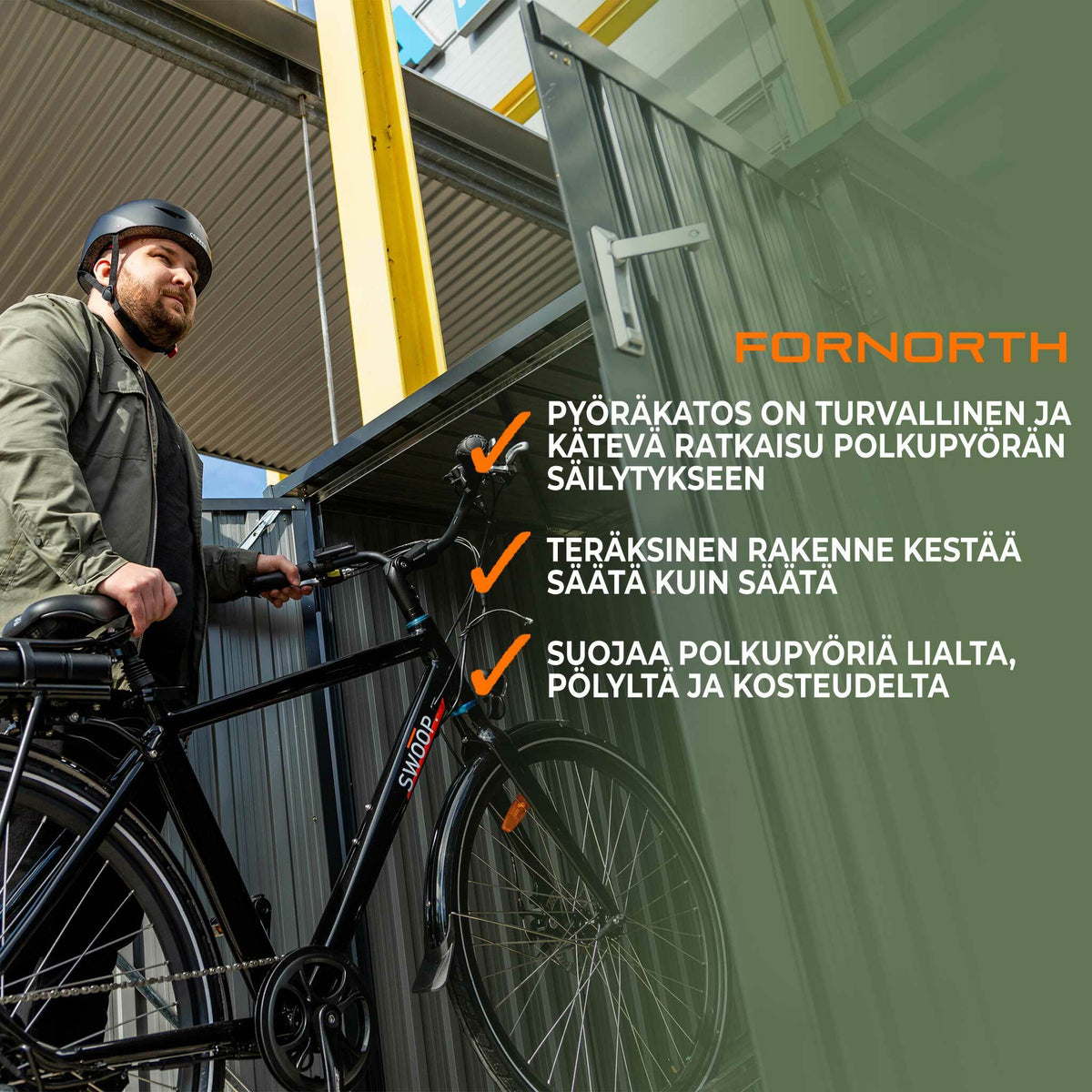 Garaż rowerowy Fornorth na dwa rowery, 142x198x157 cm, ciemnoszary
