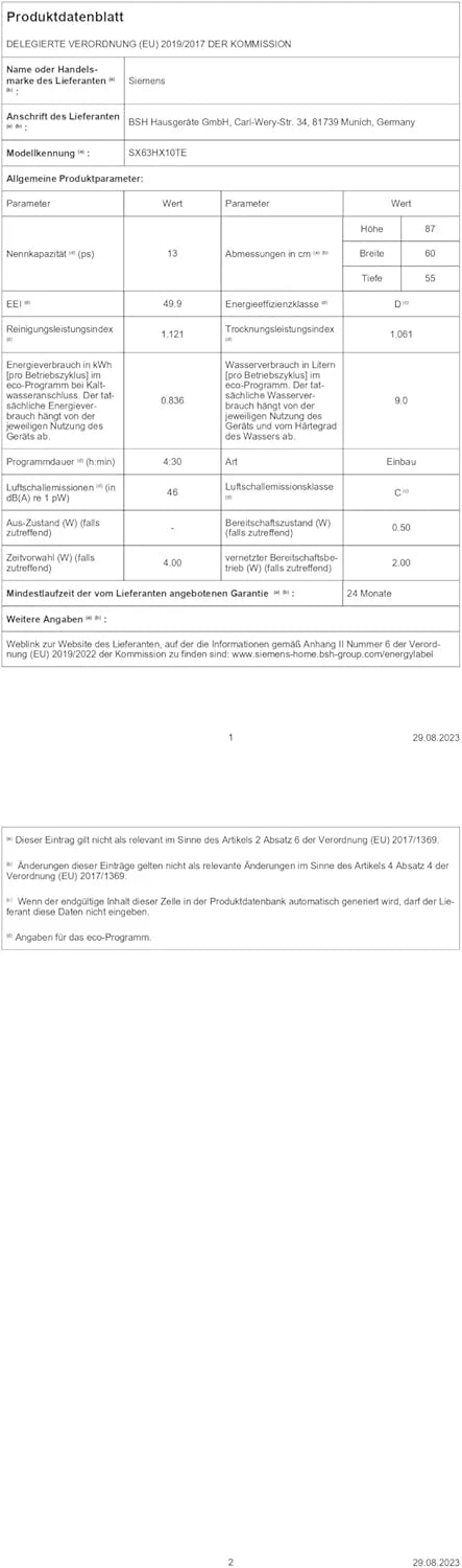 Zmywarka Siemens SN63EX06VE, iQ300 Smart, w pełni zintegrowana, 60 cm, szuflada na sztućce, bardzo cicha, varioSpeed, automatyczne otwieranie drzwi, potrójny system koszenia, infoLight, intensiveZone