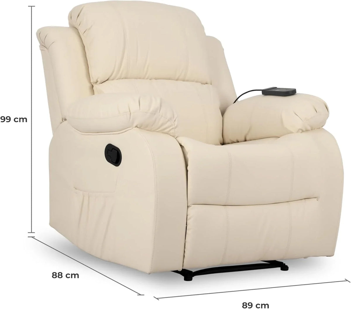 Don Descanso – Trevi Black relaxmassagestoel met verwarming, 160° kantelstand, 8 stille motoren, lendensteunverwarming, 4-zone massagesysteem en scheurbestendige polyurethaan lederen afwerking [zaag inbegrepen]