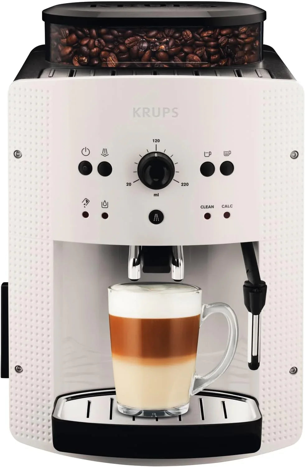Krups Rome, automatische koffiemachine, 1,7 l waterreservoir, 3 temperatuurstanden, 3 vermogensstanden, 15 bar, metalen conische maalschijf, eenvoudig bedieningspaneel, zwart, EA810870