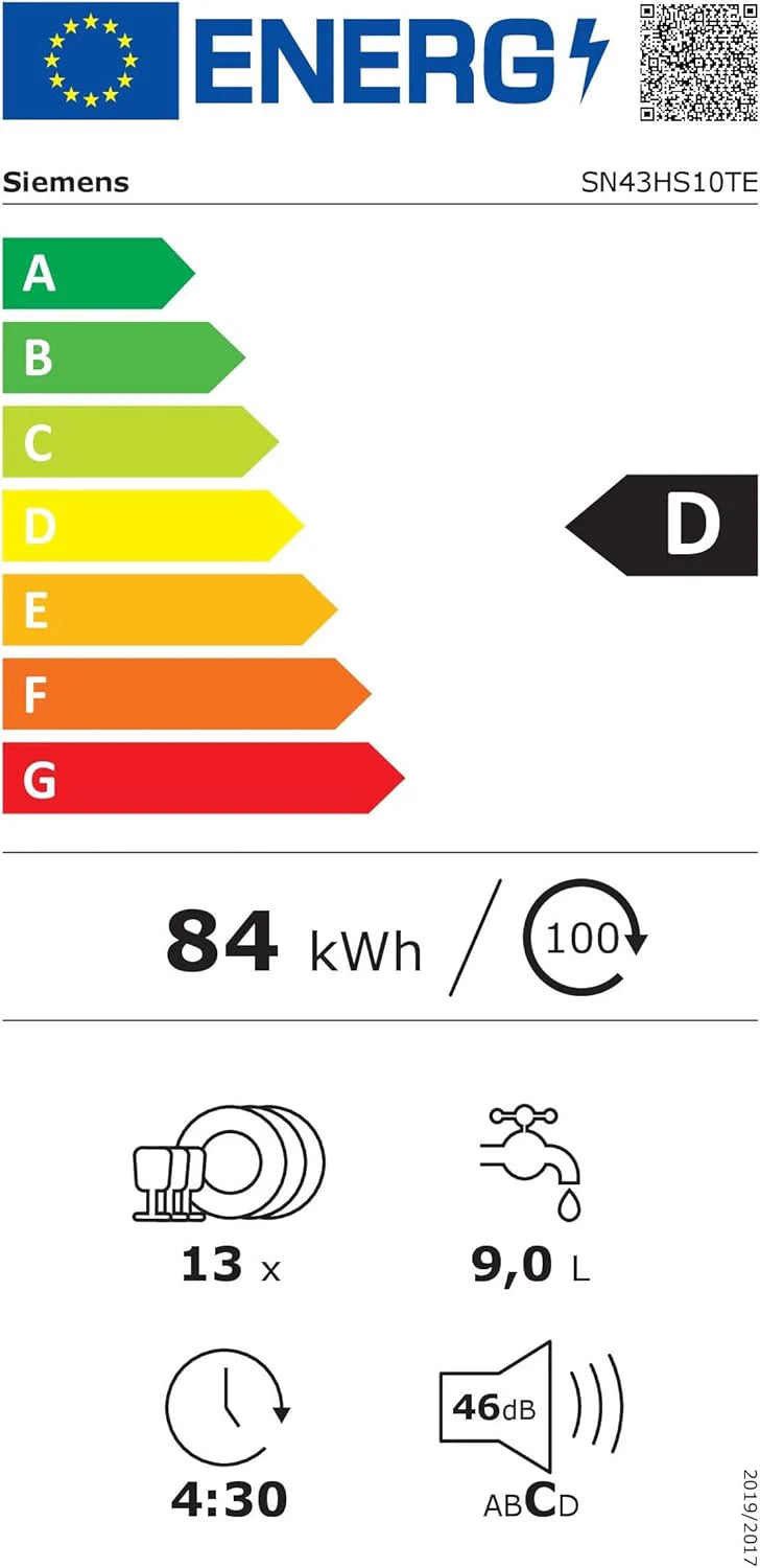 Zmywarka Siemens SN63EX06VE, iQ300 Smart, w pełni zintegrowana, 60 cm, szuflada na sztućce, bardzo cicha, varioSpeed, automatyczne otwieranie drzwi, potrójny system koszenia, infoLight, intensiveZone