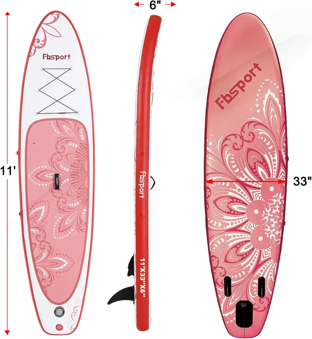 Hoogwaardig stand-up paddleboard, yogaboard met duurzame SUP-accessoires en draagtas | Brede beenpositie, golfcontrole, antislip dek, leash, peddel en pomp voor tieners en volwassenen