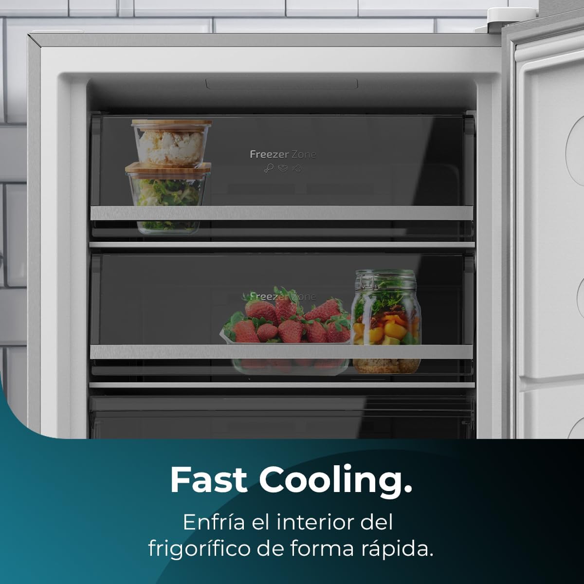 Zamrażarka pionowa Cecotec Bolero CoolMarket UF 380 inox 380L, 1950 W, silnik Inverter Plus, niskie zużycie energii, całkowity brak szronu, drzwiczki wystawowe, możliwość przekształcenia w lodówkę, wieloprzepływowy przepływ powietrza