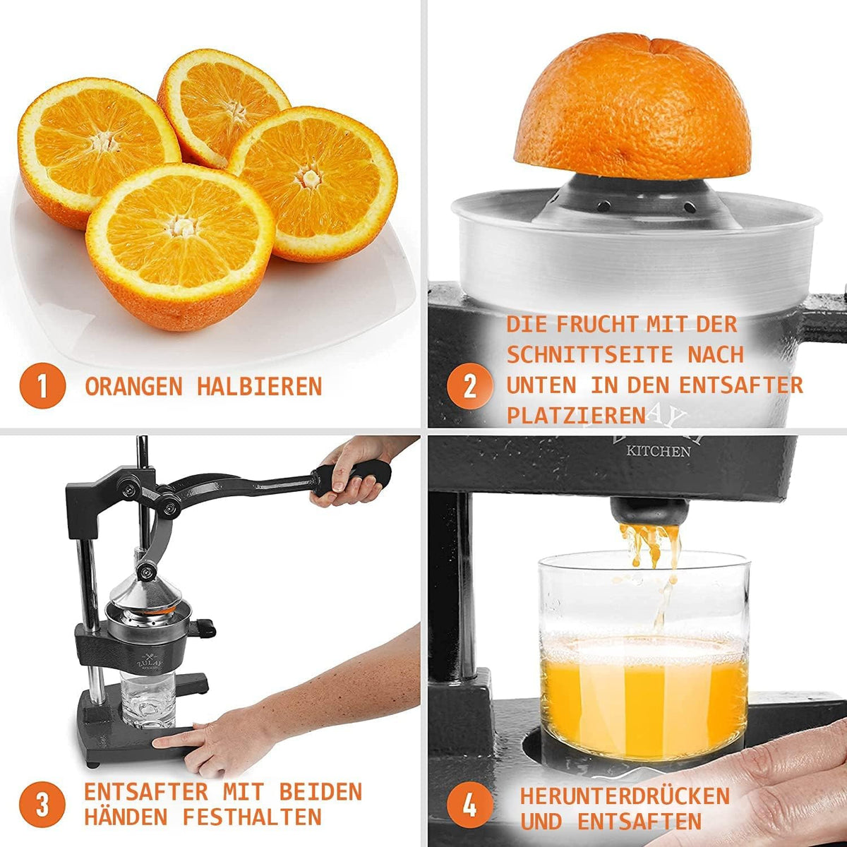 Zulay Professional Citrus Press – ręczna metalowa wyciskarka do soku – ręczna wyciskarka do cytryn i pomarańczy – solidna i trwała, wysokiej jakości wyciskarka podłogowa, czarna