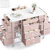 24 Drawers White Dresser for Bedroom, Dressers & Chests of Drawers with 4 Wheels and 40�� * 23�� Wide Wooden Top, Metal Frame, Closet Island with Hooks for Bedroom, Cloakroom, Dressing Room