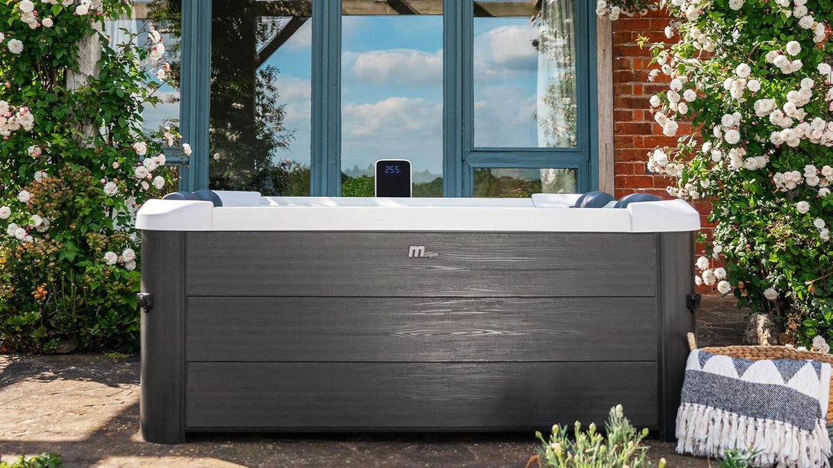 MSpa Oslo SPA buitenjacuzzi voor 6 personen, massieve buitenwand, LED-verlichting, het hele jaar door te gebruiken, winterbestendig