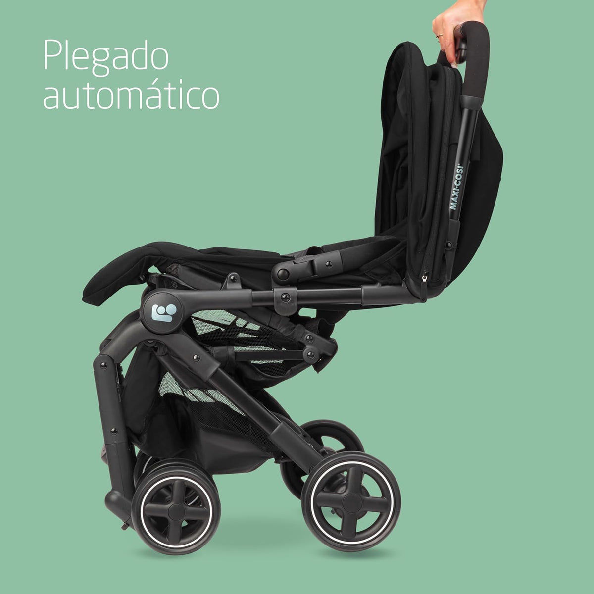 Maxi-Cosi Lara2, lekki wózek spacerowy, 0–4 lata, 0–22 kg, kompaktowy wózek, 3 pozycje nachylenia, pozycja leżąca, automatyczne składanie, pasek na ramię, kolor Essential Black