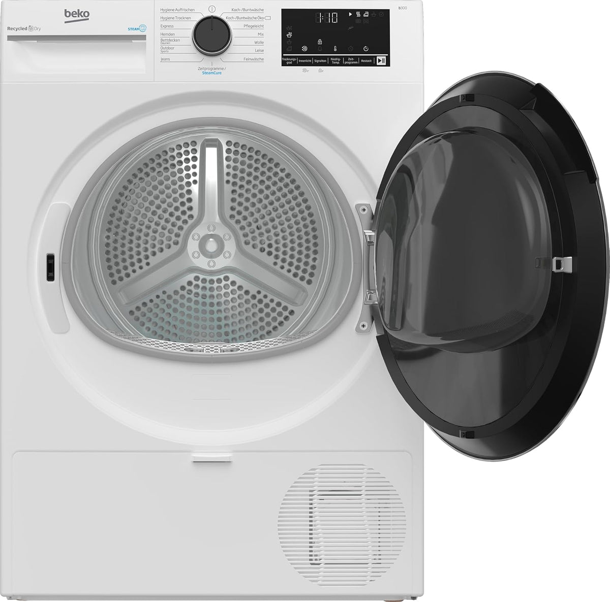 Suszarka bębnowa Beko 8 kg, ocena „Dobry” (2,5) w teście Stiftung Warentest, odpowiednia dla alergików, program suszenia higienicznego (Hygiene Drying), funkcja pary SteamCure, 15 programów, program Express, B3T42249S, kolor biały