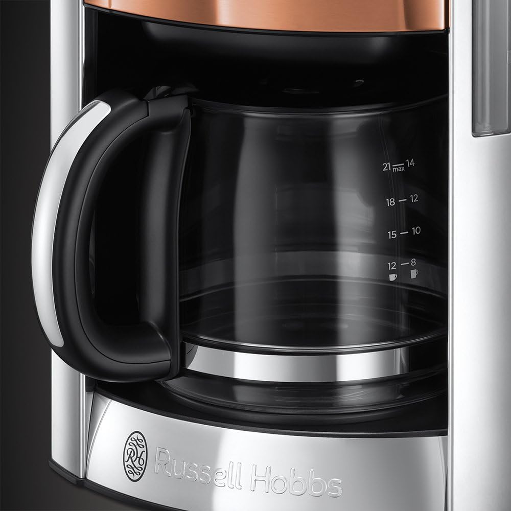 Toster Russell Hobbs Luna [na 2 kromki] Stal nierdzewna, miedź (bardzo szerokie otwory do opiekania, w tym podgrzewacz bułek, 6 poziomów opiekania, funkcja rozmrażania i podgrzewania, 1550 W) 24290-56