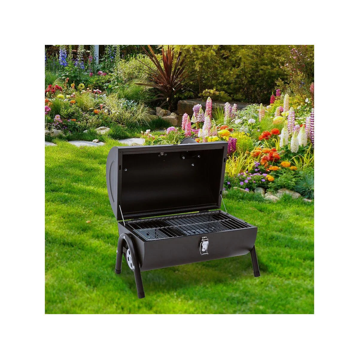 Przenośny grill węglowy „Capitán” – 42 x 27 x 43 cm – czarny