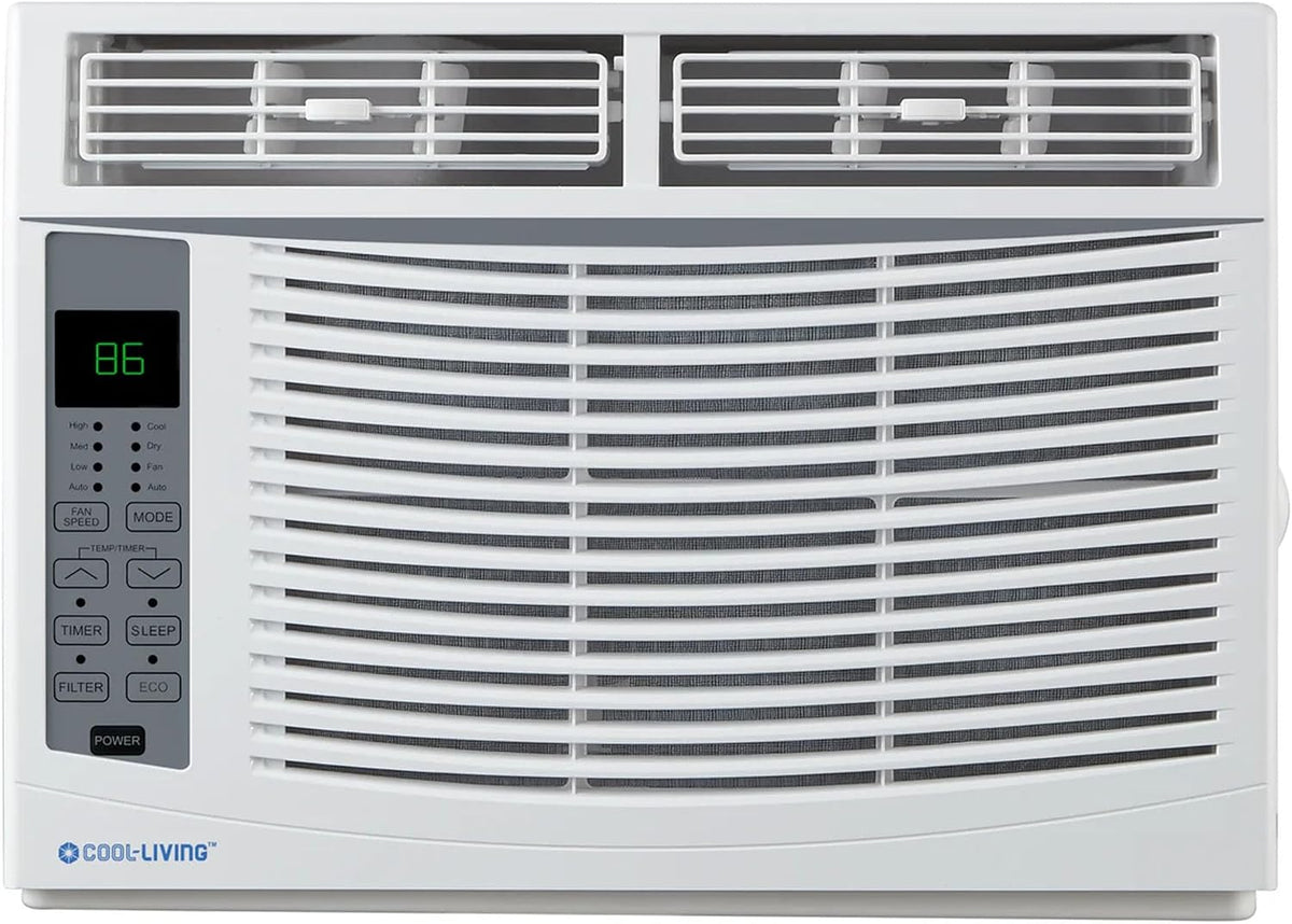 Cool-Living - klimatyzator pokojowy o mocy 6000 BTU z zestawem montażowym i pilotem, odświeża pomieszczenia o powierzchni do 250 metrów kwadratowych, kolor biały