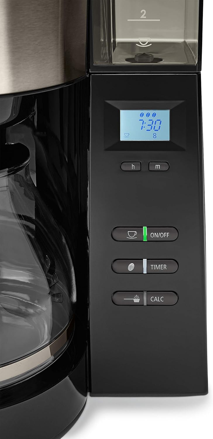 Melitta AromaFresh - Ekspres przelewowy - ze szklanym dzbankiem - wbudowanym młynkiem - funkcją timera - 10 filiżanek - Czysta czerń