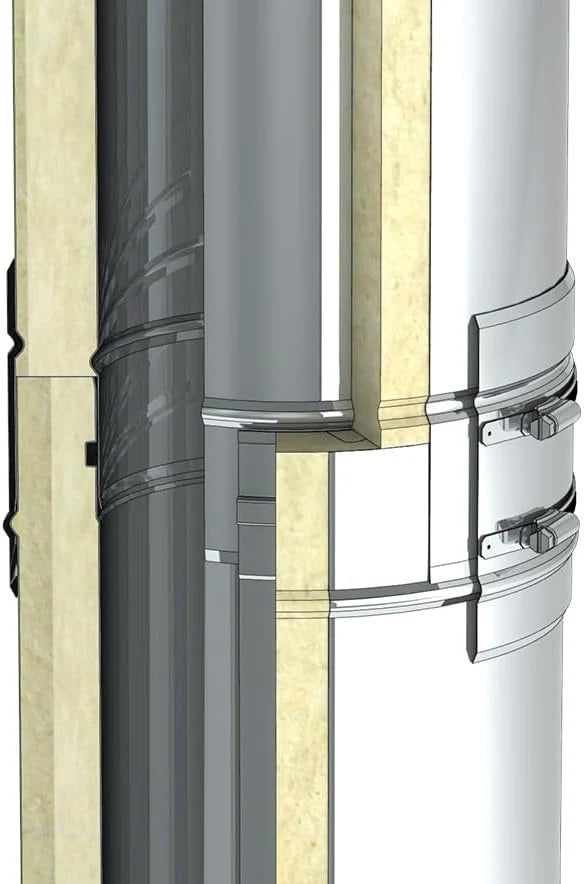 Jeremias DW-FU Design Plus inspectie-element, 225 mm, dubbelwandig, roestvrij staal, voor buitenmontage, N1 afzuigsysteem (tot 600 °C)