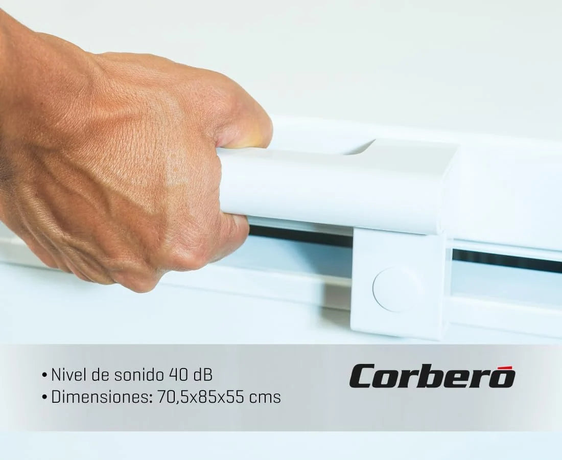 Corbero – Diepvrieskist 142 l | CCHH15024E | Elektronische bediening met display | LED-verlichting | Handgreep | 1 binnenmand | 2 wielen | 2 verstelbare poten | 40 dB | Energie-efficiëntieklasse E | Wit