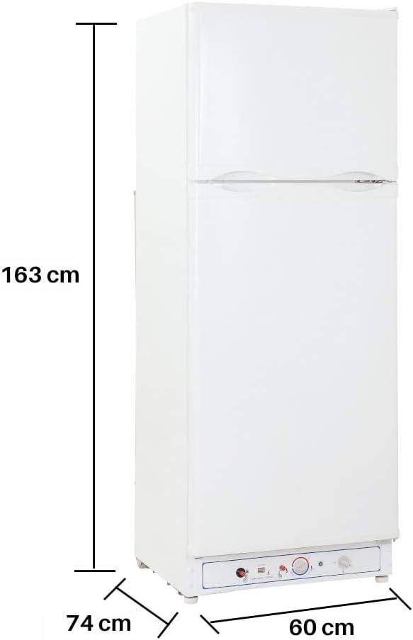 Lodówka gazowa SMETA z zamrażarką, 265 l (203 l + 62 l), 220 V, lodówka z zamrażarką, lodówka gazowa kempingowa do kampera, garażu, przyczepy kempingowej, domu, biała