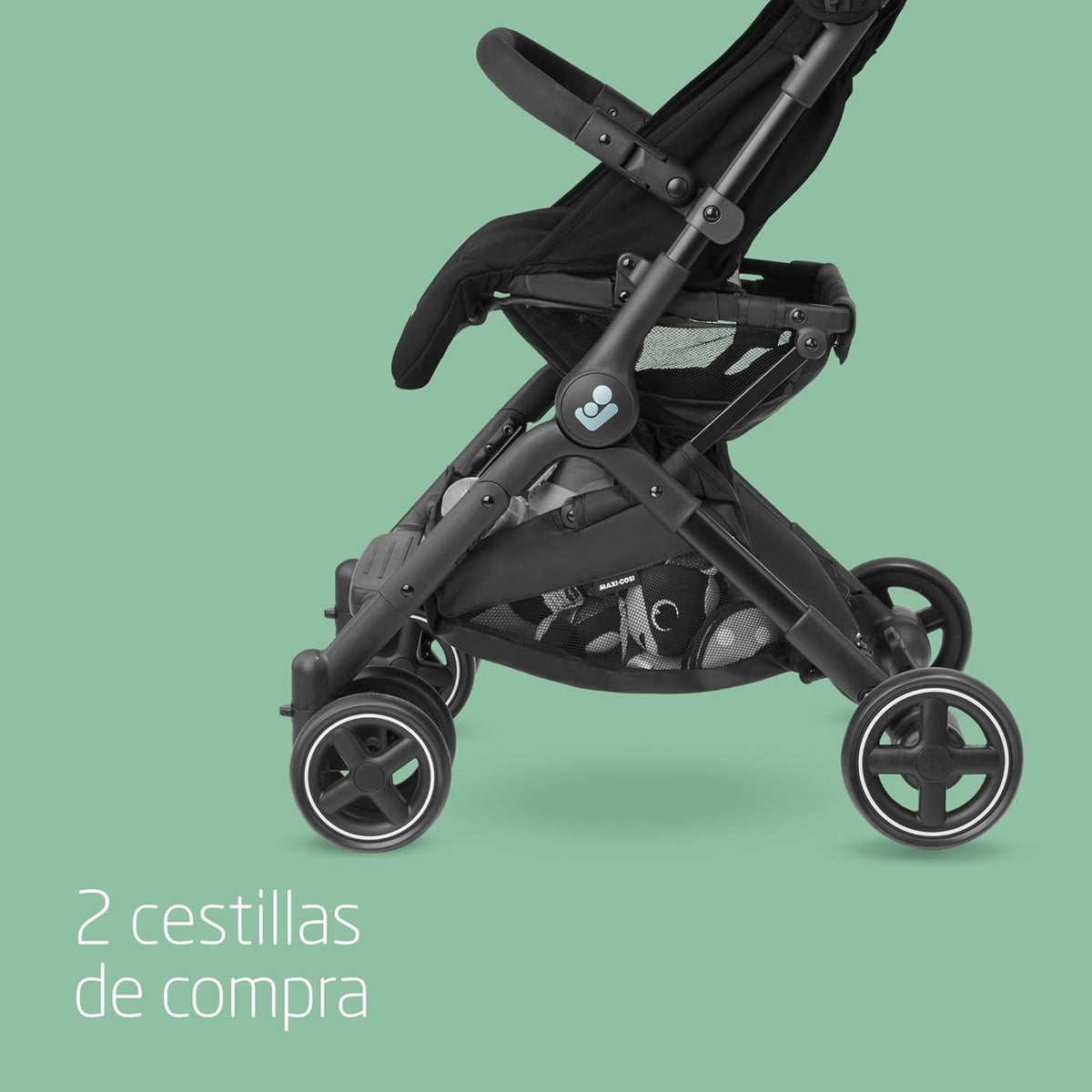 Maxi-Cosi Lara2, lekki wózek spacerowy, 0–4 lata, 0–22 kg, kompaktowy wózek, 3 pozycje nachylenia, pozycja leżąca, automatyczne składanie, pasek na ramię, kolor Essential Black