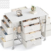 24 Drawers White Dresser for Bedroom, Dressers & Chests of Drawers with 4 Wheels and 40�� * 23�� Wide Wooden Top, Metal Frame, Closet Island with Hooks for Bedroom, Cloakroom, Dressing Room