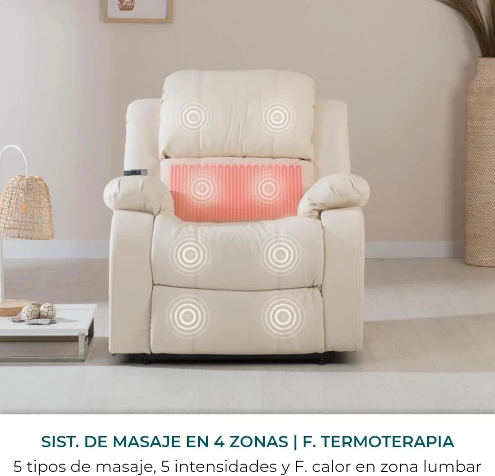 Don Descanso – Trevi Black relaxmassagestoel met verwarming, 160° kantelstand, 8 stille motoren, lendensteunverwarming, 4-zone massagesysteem en scheurbestendige polyurethaan lederen afwerking [zaag inbegrepen]