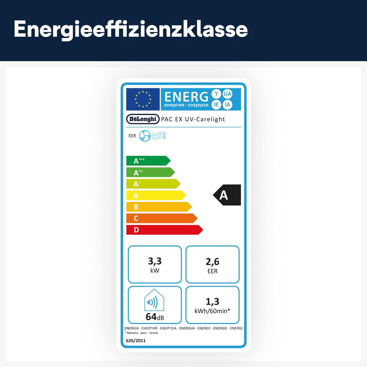 De'Longhi Pinguino PAC EL112 CST WiFi, przenośna klimatyzacja z technologią MyEcoRealFeel do pomieszczeń o kubaturze do 110 m³, 11 000 BTU/h, 2,9 kW, 63 dB, funkcja osuszania, A, sterowanie aplikacją i głosem, kolor biały