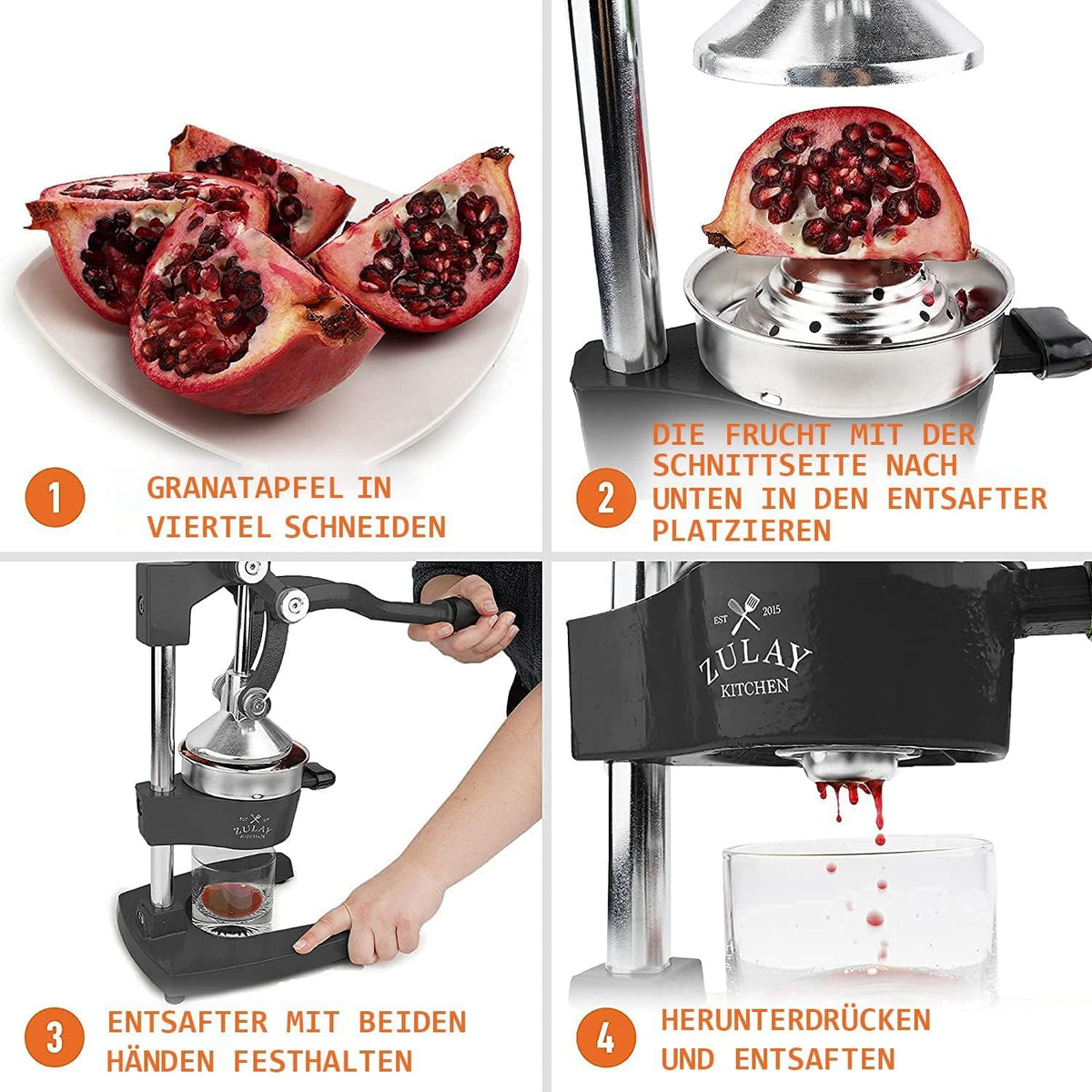 Zulay Professional Citrus Press – ręczna metalowa wyciskarka do soku – ręczna wyciskarka do cytryn i pomarańczy – solidna i trwała, wysokiej jakości wyciskarka podłogowa, czarna