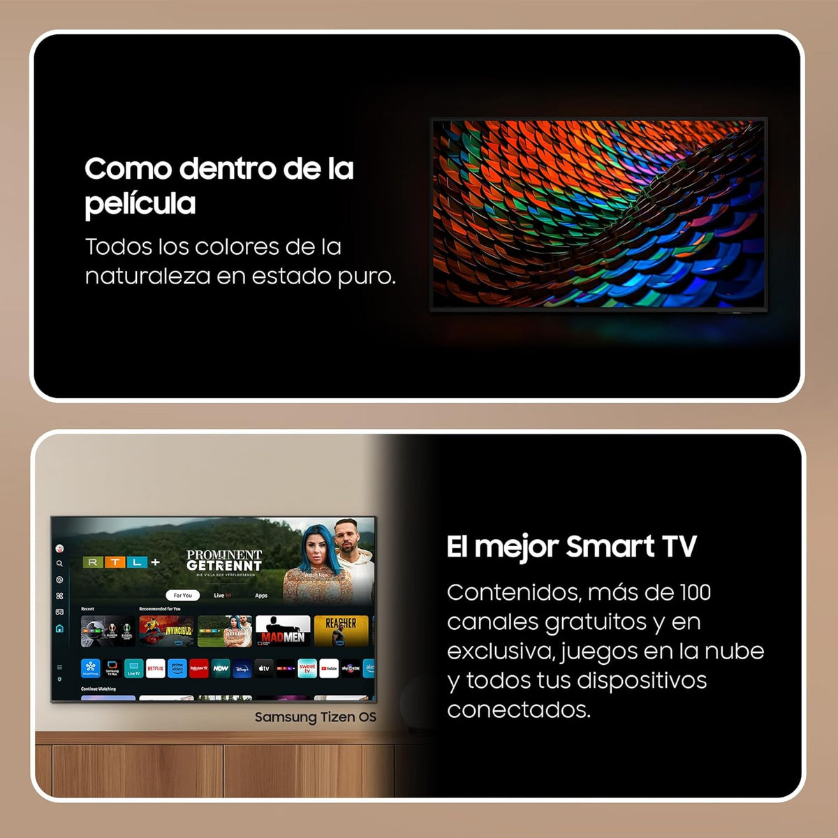 2024 Crystal UHD 50DU7105 Smart TV: 50-calowy Crystal UHD z technologią Pure Colors i PurColor, najlepszy telewizor Smart TV, wszystkie głośniki jednocześnie z technologią Q-Symphony i sterowanie domem za pomocą SmartThings