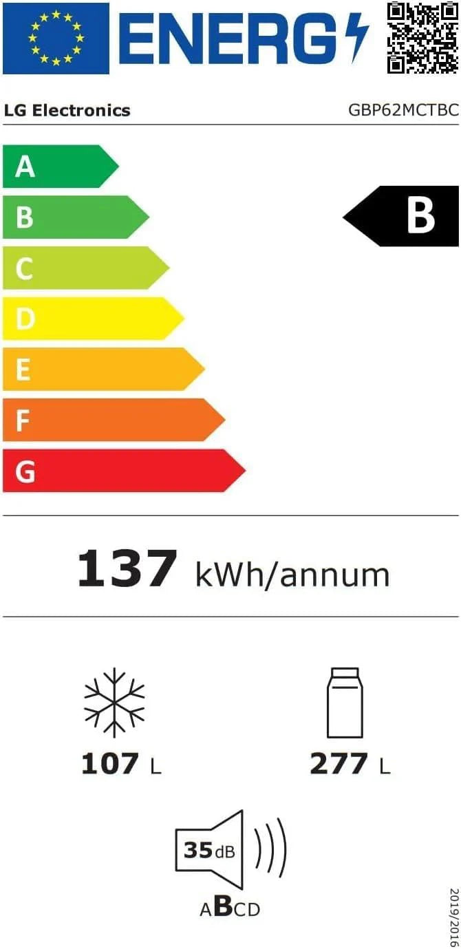 Lodówka/zamrażarka LG GBV22NCCEP – inteligentny kompresor inwerterowy, system Total No Frost, nowoczesna konstrukcja płaskich drzwi, matowy czarny metalik, klasa energetyczna A