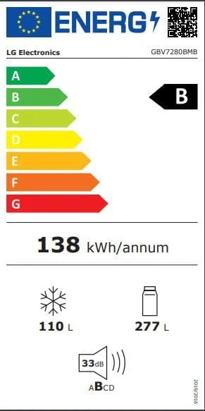 Lodówka/zamrażarka LG GBV22NCCEP – inteligentny kompresor inwerterowy, system Total No Frost, nowoczesna konstrukcja płaskich drzwi, matowy czarny metalik, klasa energetyczna A
