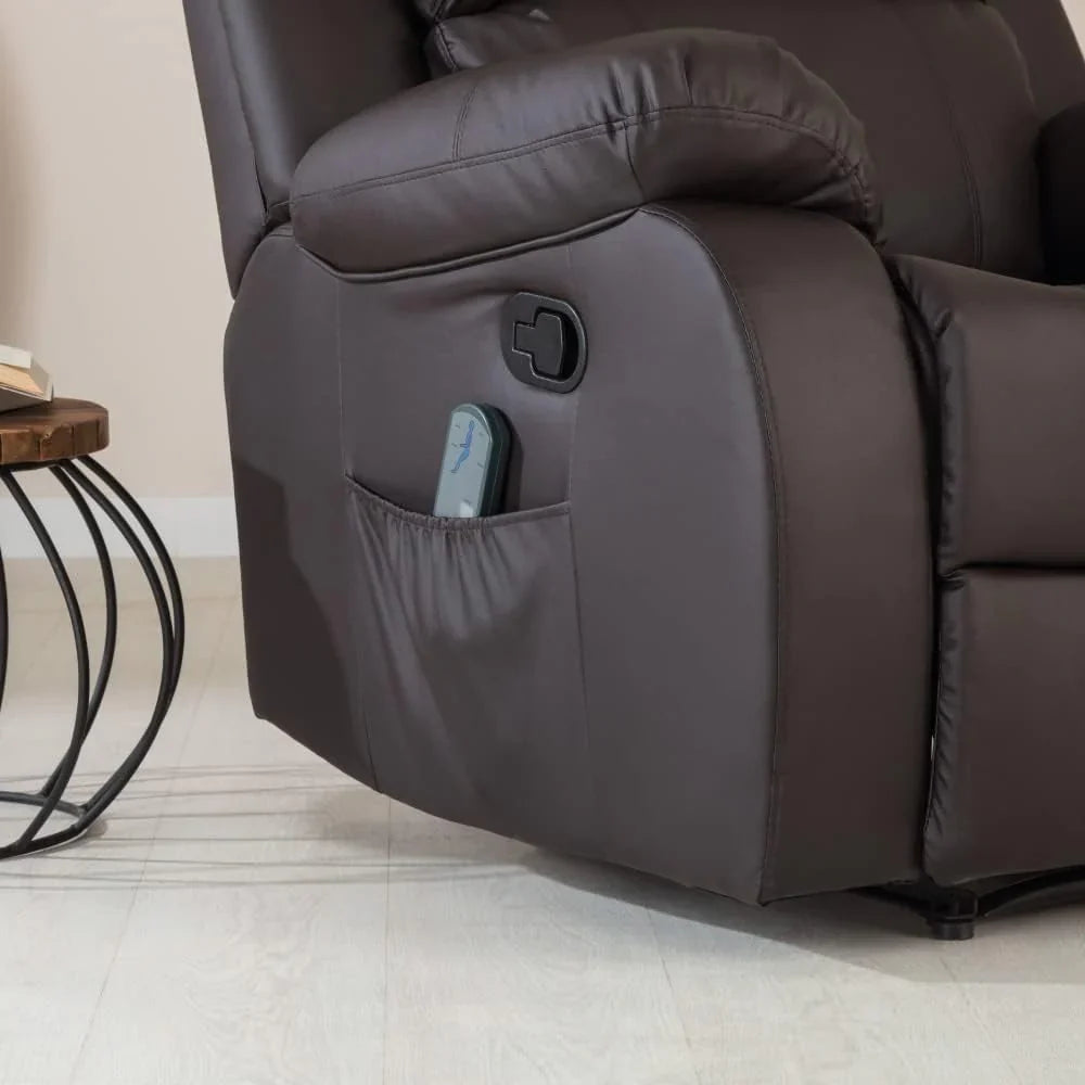 Don Descanso – Trevi Black relaxmassagestoel met verwarming, 160° kantelstand, 8 stille motoren, lendensteunverwarming, 4-zone massagesysteem en scheurbestendige polyurethaan lederen afwerking [zaag inbegrepen]