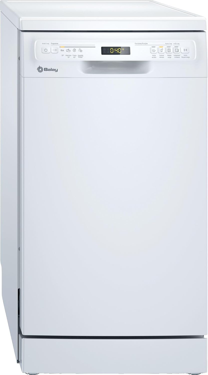 Balay - Zmywarka wolnostojąca, szerokość 45 cm, silnik ExtraSilence, funkcja Home Connect, wyświetlacz LED, kolor biały, 3VN4030BA