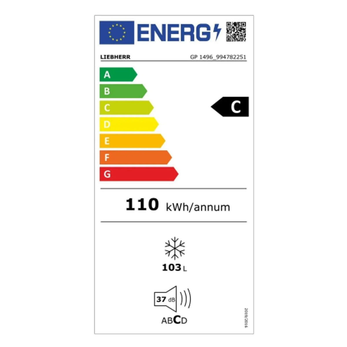 2026 Liebherr GP 1496 Premium do zabudowy podblatowej zamrażarka – 103 litry, klasa C, biała