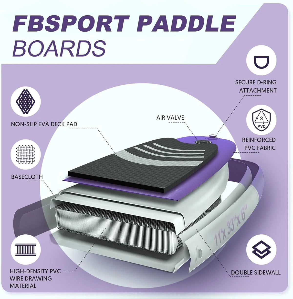 Hoogwaardig stand-up paddleboard, yogaboard met duurzame SUP-accessoires en draagtas | Brede beenpositie, golfcontrole, antislip dek, leash, peddel en pomp voor tieners en volwassenen