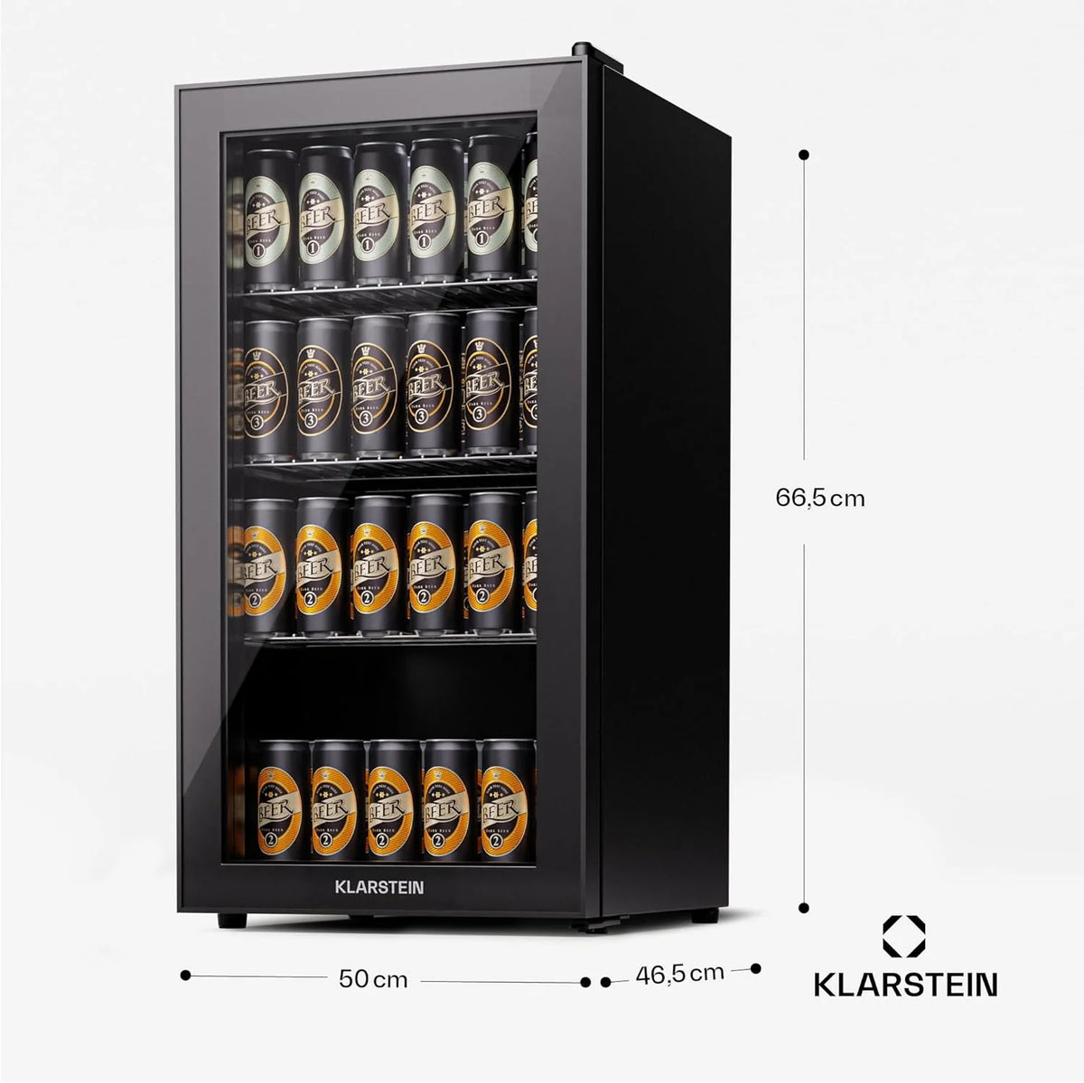 Klarstein Mini lodówka z drzwiami szklanymi do pomieszczeń, chłodziarka na napoje z regulowanymi półkami, mała 80 litrów, do użytku wewnątrz i na zewnątrz, cicha