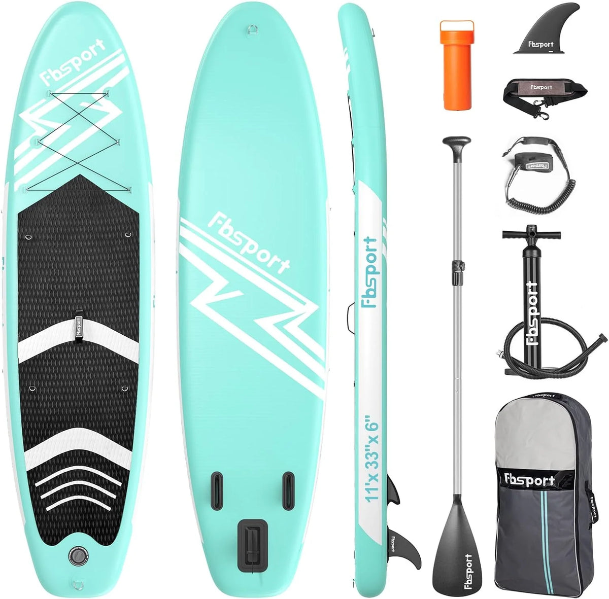 Hoogwaardig stand-up paddleboard, yogaboard met duurzame SUP-accessoires en draagtas | Brede beenpositie, golfcontrole, antislip dek, leash, peddel en pomp voor tieners en volwassenen