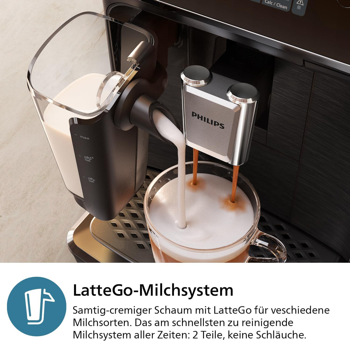 W pełni automatyczny ekspres do kawy Philips Series 2200 – klasyczny spieniacz do mleka, intuicyjny wyświetlacz dotykowy, matowa czerń (EP2220/10)