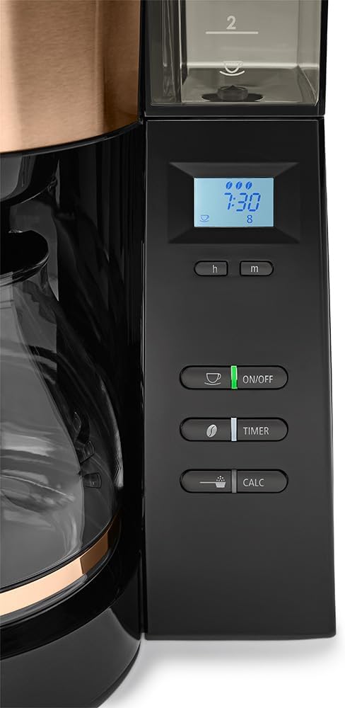 Melitta AromaFresh - Ekspres przelewowy - ze szklanym dzbankiem - wbudowanym młynkiem - funkcją timera - 10 filiżanek - Czysta czerń