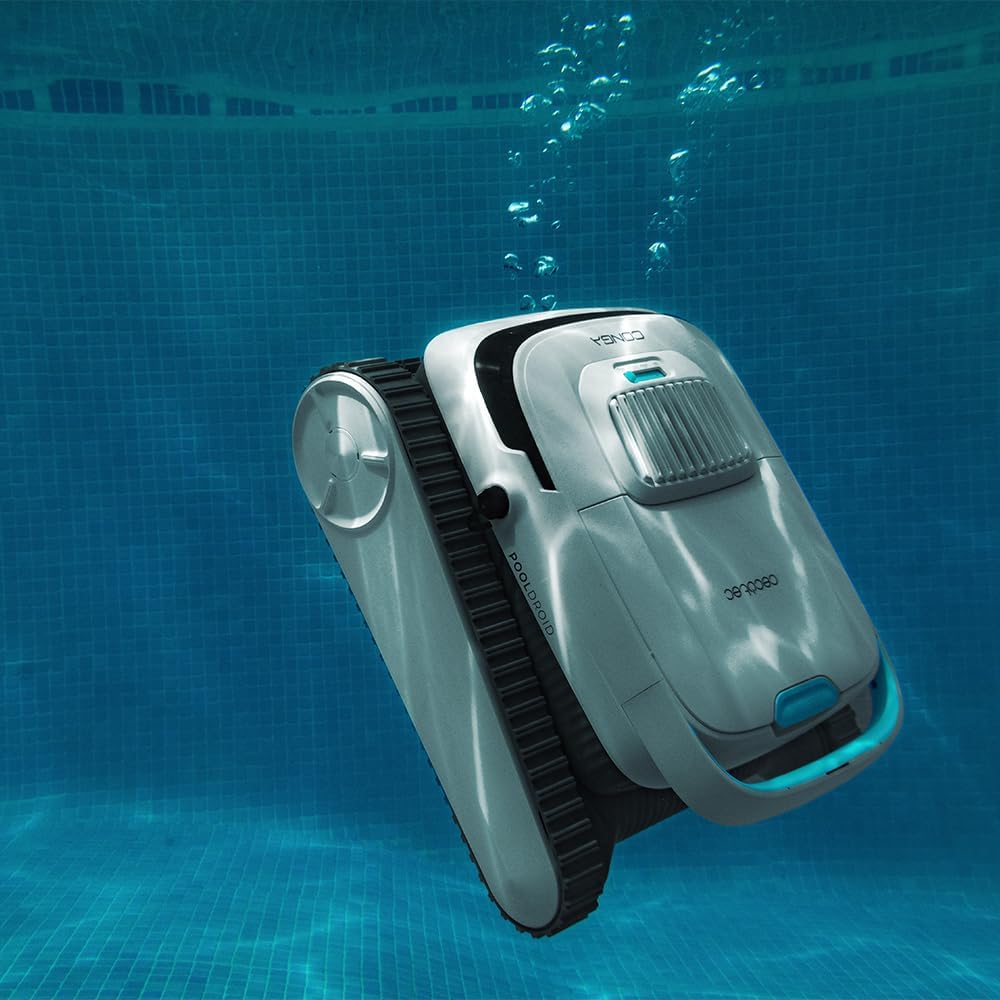 Robot basenowy Cecotec Conga Pooldroid 5000 TotalClean Pearl do czyszczenia dna, ścian i linii wody. Zasięg: 100 m²; maks. nachylenie: 90°; czyszczenie systematyczne; czas pracy: 100 min; pojemność: 4 l.