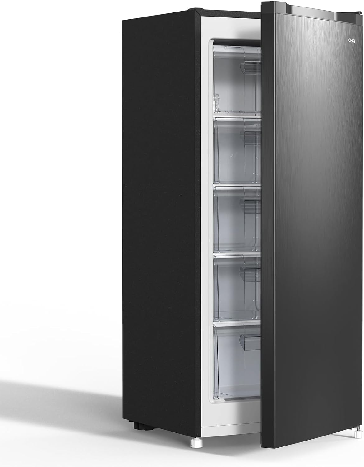 Zamrażarka CHiQ FSD166NE4E 166 l, technologia No Frost, odwracalne zawiasy drzwi, czarna stal nierdzewna, wysokość 144 cm