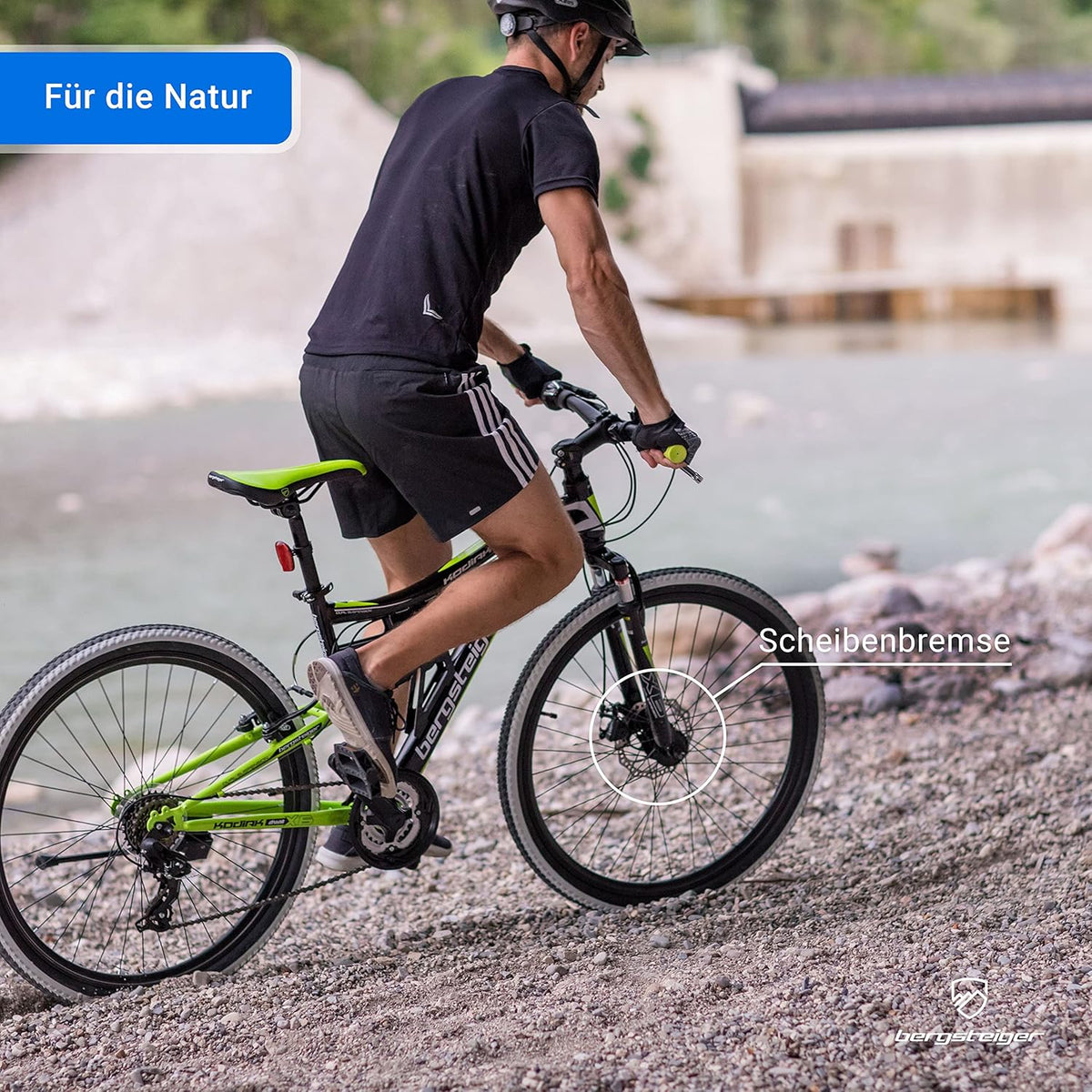 Rower górski Bergsteiger Kodiak (koła 26 lub 29 cali), hamulce tarczowe, 21-biegowy napęd Shimano, pełna amortyzacja (full-suspension) – rower MTB dla chłopców, dziewcząt, kobiet i mężczyzn