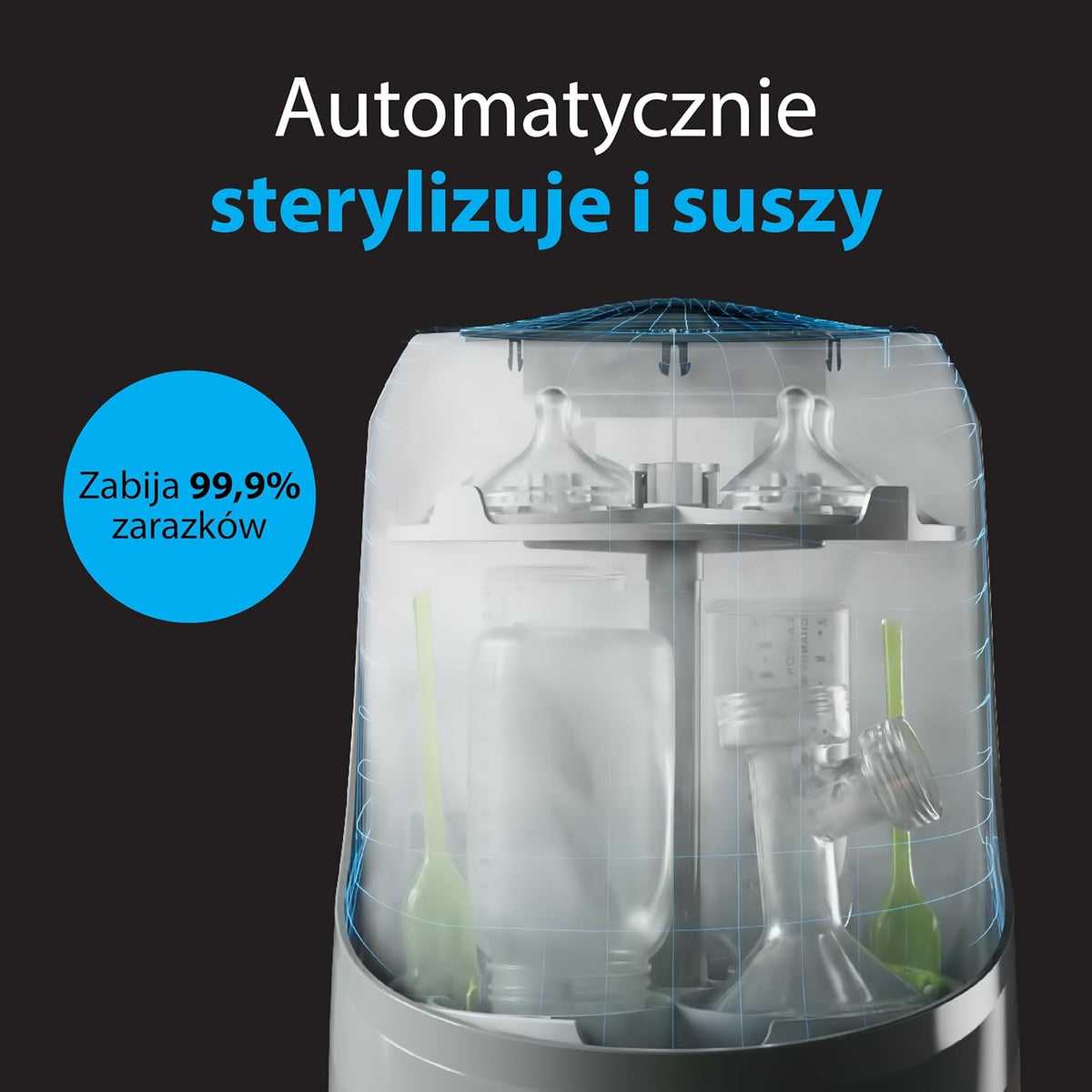 Baby Brezza Myjka do butelek Pro – środek do czyszczenia butelek dla niemowląt 3 w 1; mycie, sterylizacja, suszenie – uniwersalne czyszczenie wszystkich butelek: tworzywo sztuczne szkło smoczek